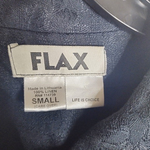 FLAX linen texted langenlook buttoned long blazer coat sz S - Picture 7 of 9